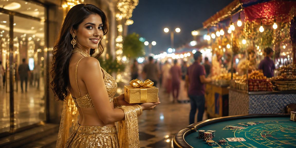 Female player enjoying baccarat at local Indian casino setting
